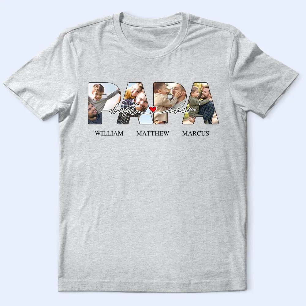 Custom Photo White Pencil Sketch Art Best Dad Papa Ever - Personalized T Shirt