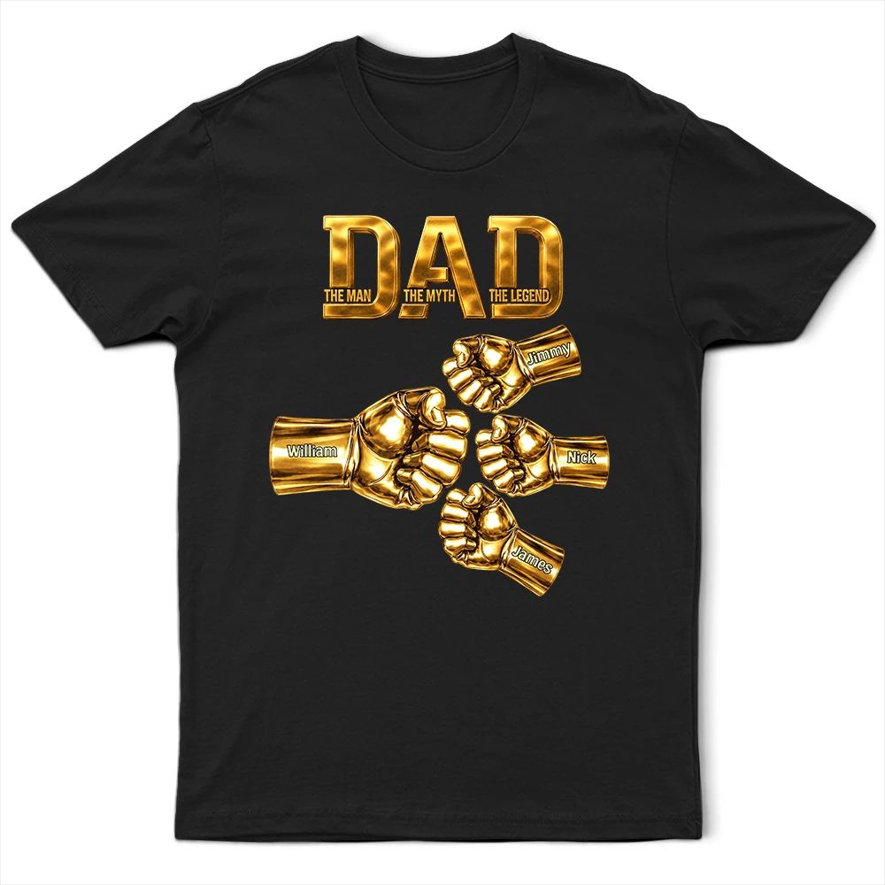 Metal Effect Dad The Man The Myth The Legend Hand Punch - Personalized T Shirt