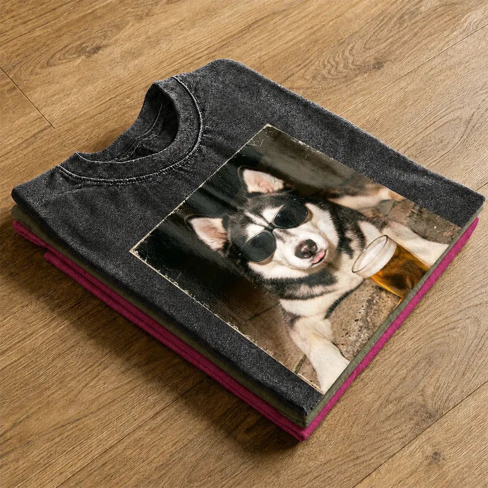 Custom Photo Cool Street Pet Portrait - Personalized Vintage Washed T Shirt