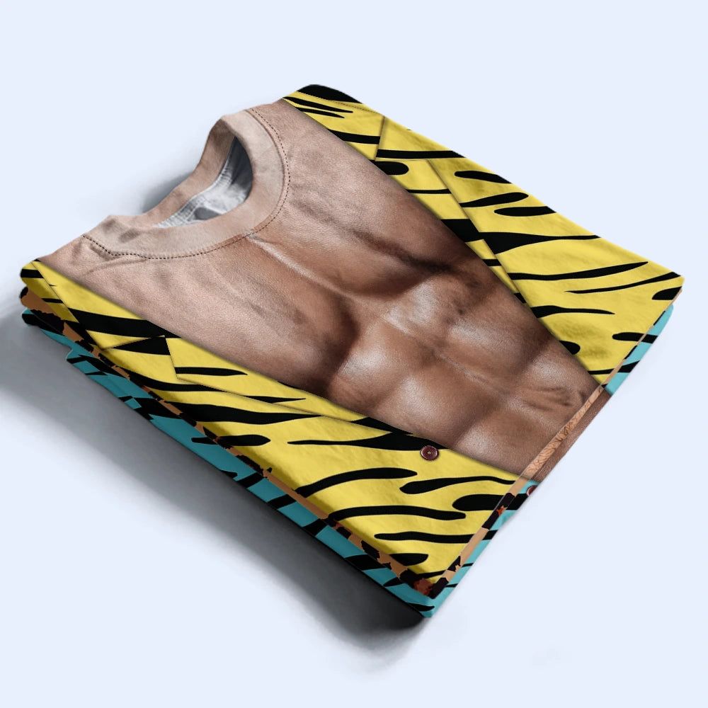 Leopard Pattern Funny Realistic Hairy Man Body - Personalized Full Print T Shirt