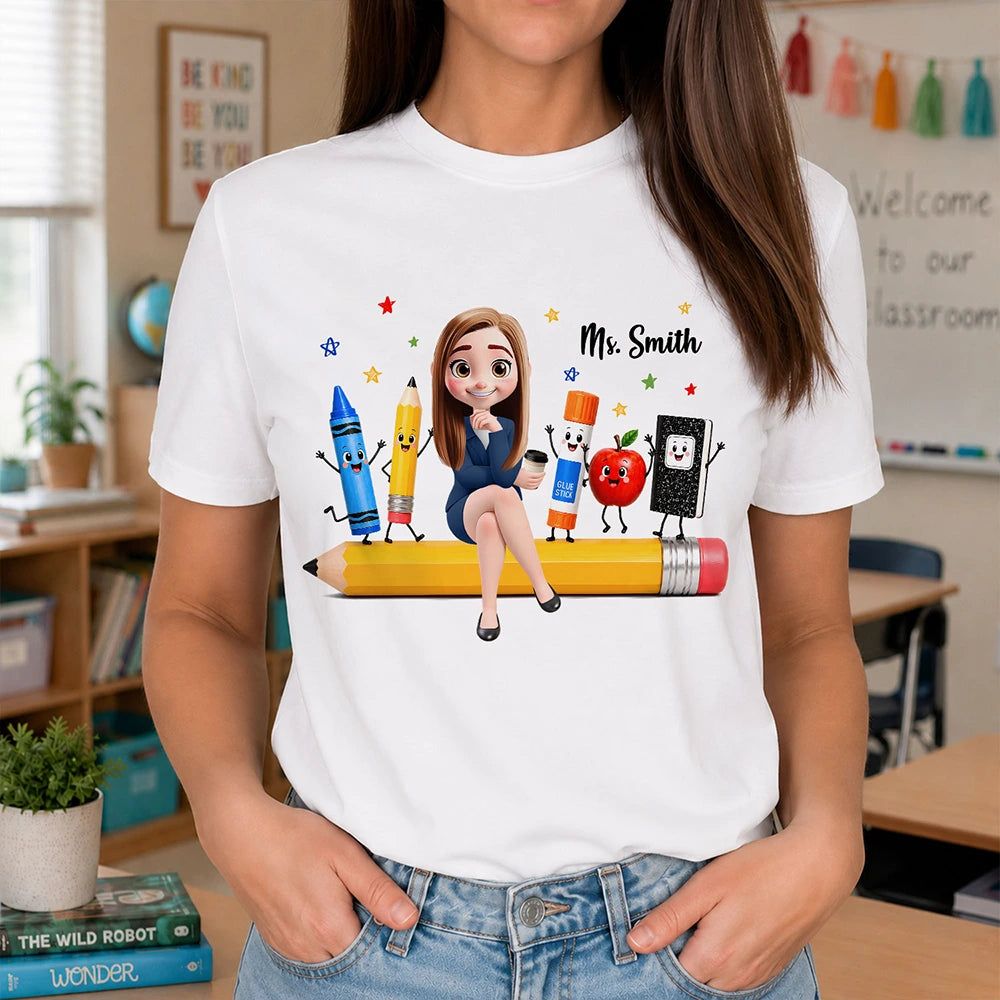Teacher Life Happy To See Your Face - Personalized T Shirt