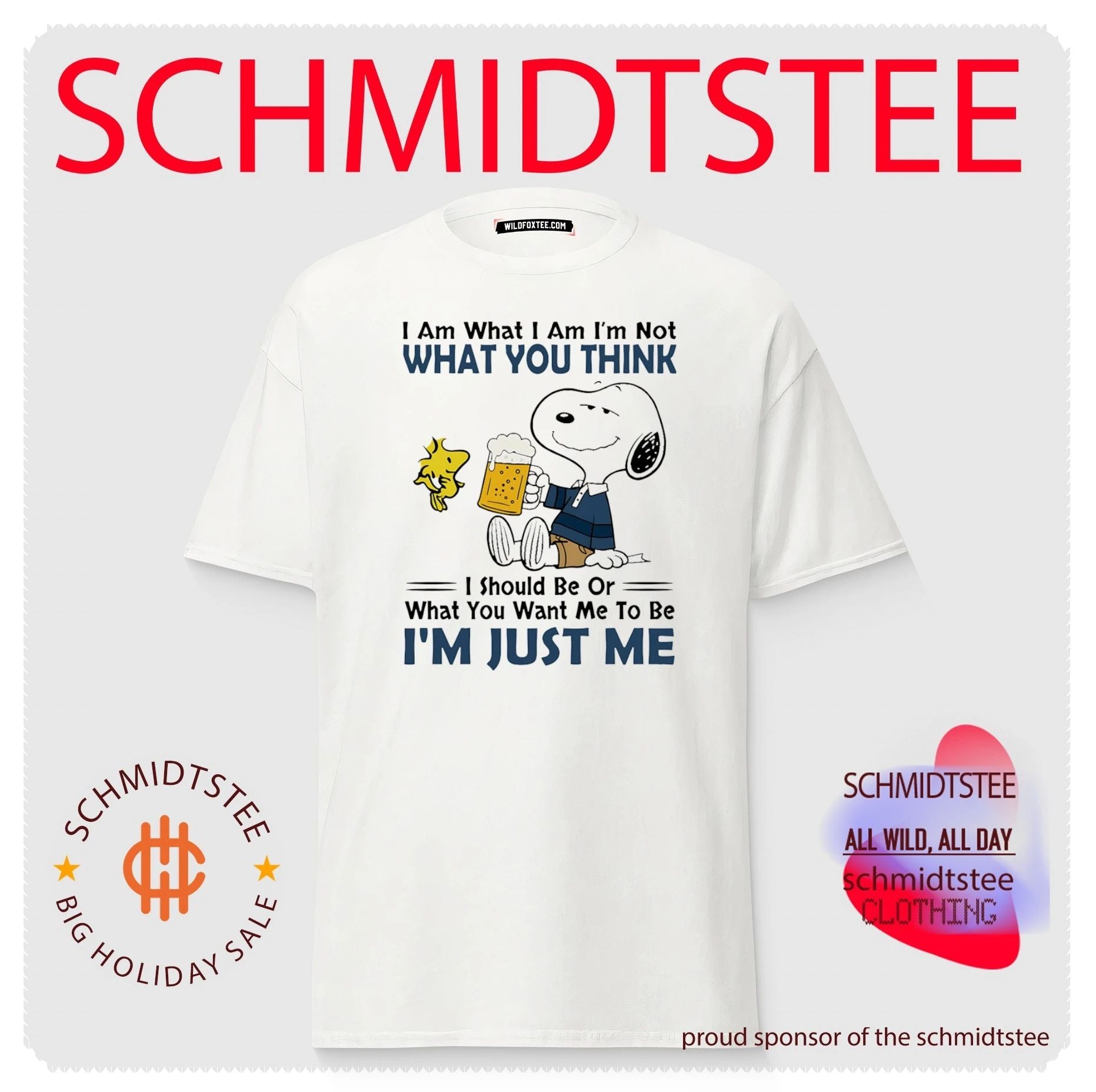 I Am Just Me Snoopy Drinking Beer Peanuts shirt