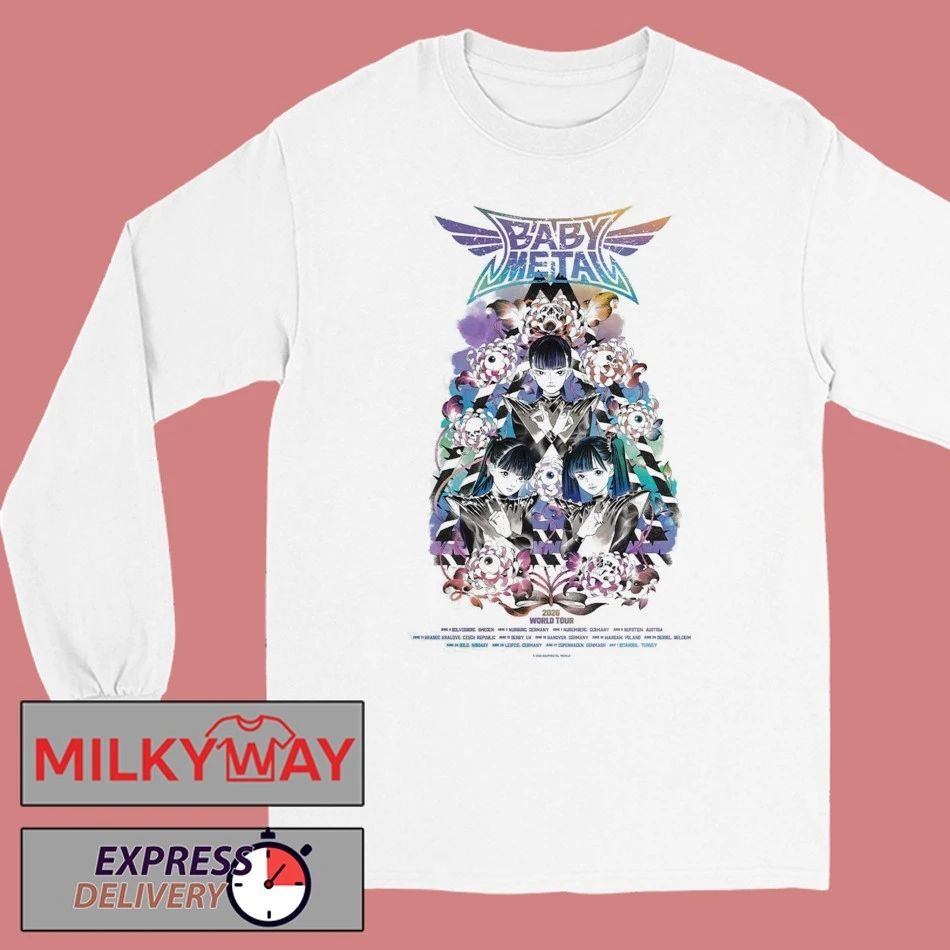 Babymetal World Tour 2026 UK And EU Merch Poster Schedule Dates Art By Peach MoMoKo T-Shirt