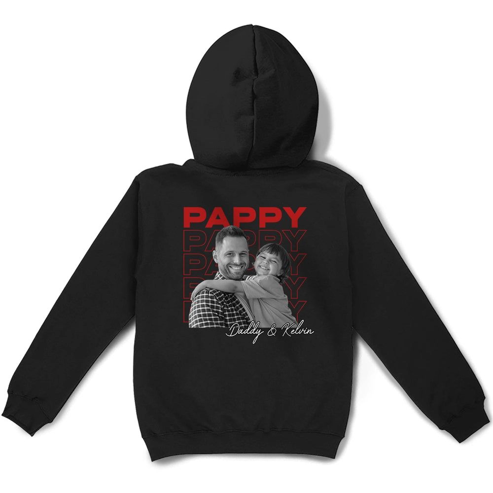 Custom Photo B&W Dad Grandpa Title - Personalized T Shirt