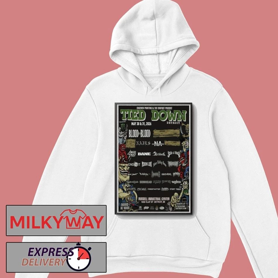 TOUR May 30 & 31 2026 Tied Down Russell Industrial Center, Detroit, MI Poster shirt