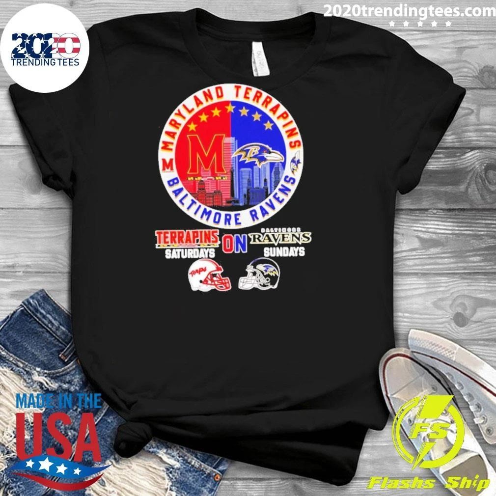 Maryland Terrapins And Baltimore Ravens Saturdays On Sundays Shirt