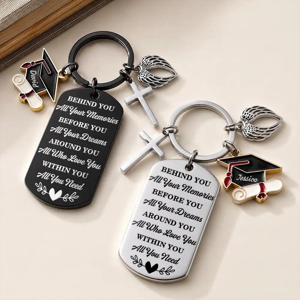 Behind You All Memories - Personalized Stainless Steel Keychain