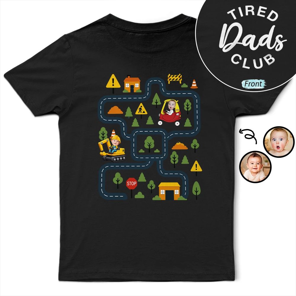 Custom Photo Car Track Tired Dad Club Funny - Personalized T Shirt