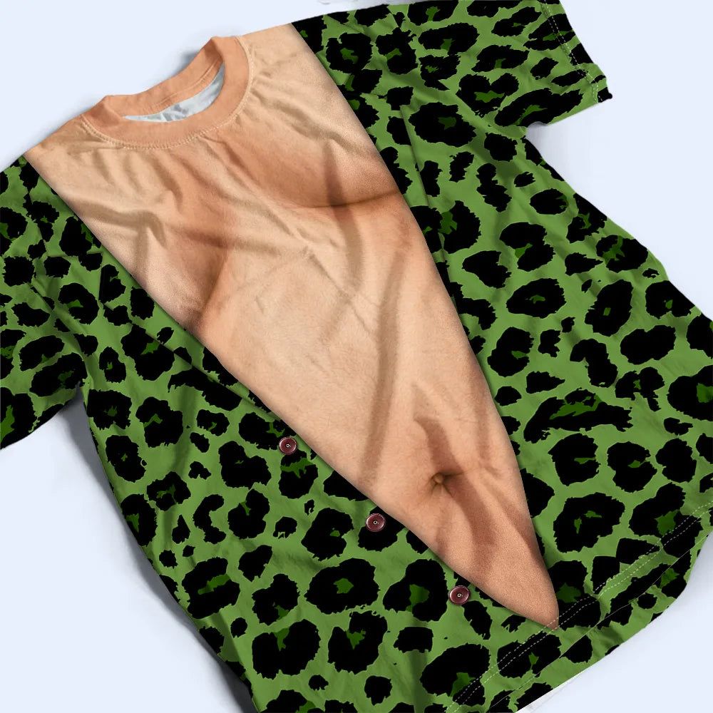 Leopard Pattern Funny Realistic Hairy Man Body - Personalized Full Print T Shirt