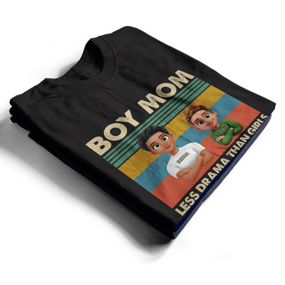 Boy Mom Less Drama Than Girls But Harder To Keep Alive 3D Art - Personalized T Shirt