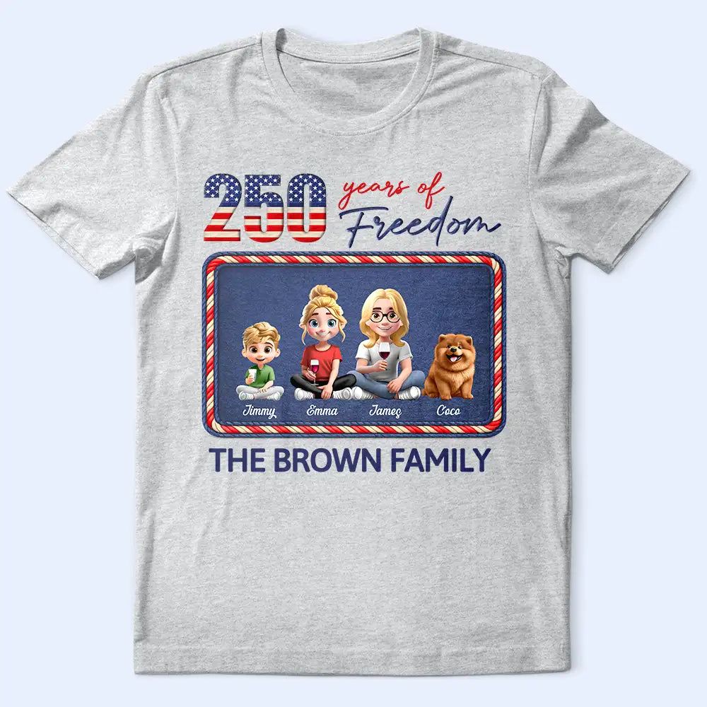 Stars And Stripes American Family 250 Years Of Freedom - Personalized T Shirt