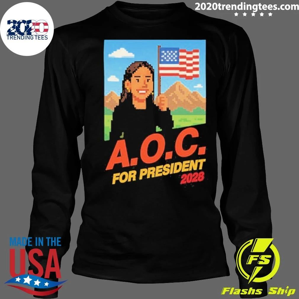 AOC for President 2028 8-Bit Retro Shirt