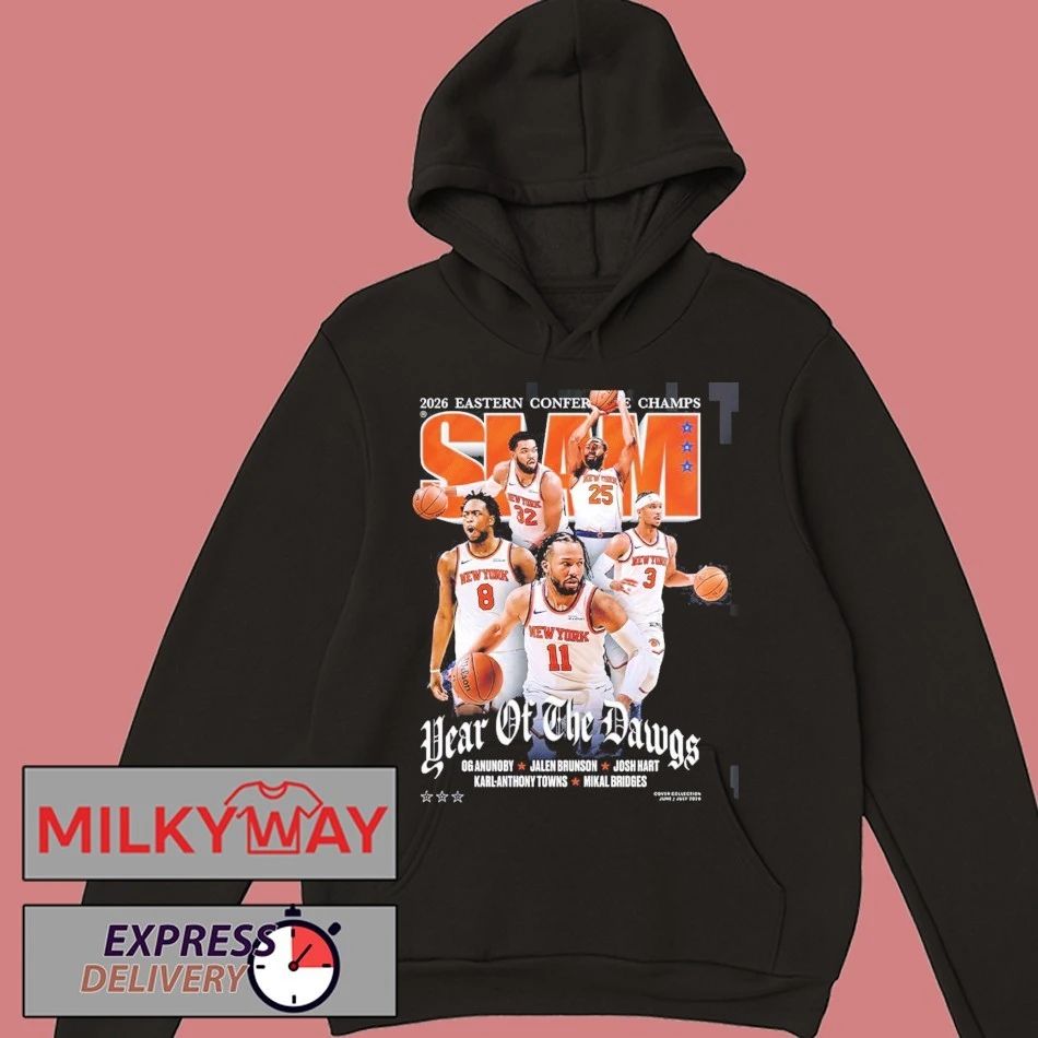 New York Knicks SLAM 262 Year Of The Dawgs 2026 Eastern Conference Champs Magazine Cover T-Shirt