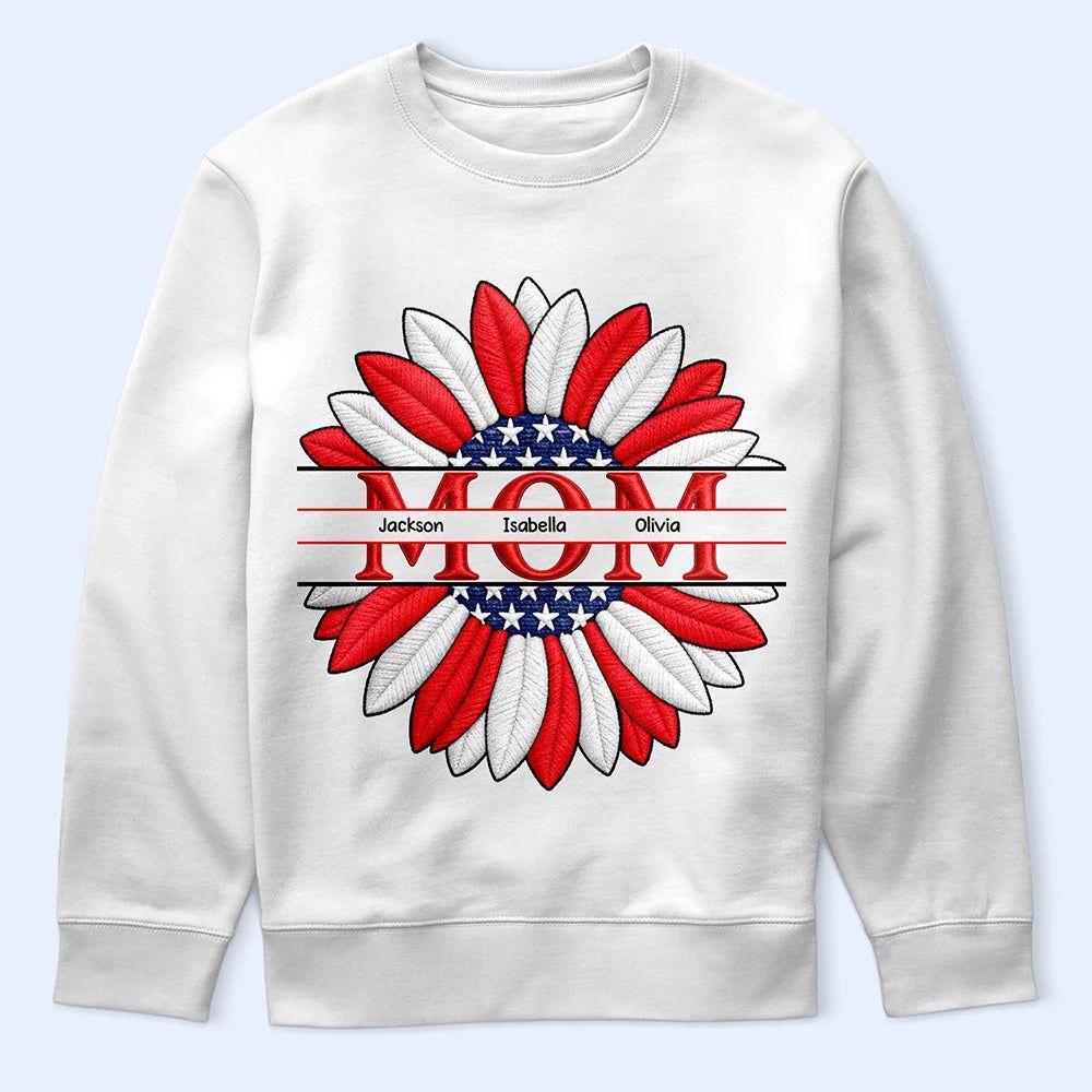 Grandma Mommy We Love You Embroidery Effect Prints - Personalized T Shirt