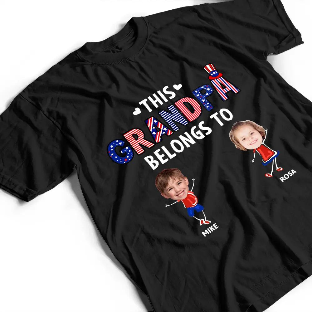 Stars & Stripes This Grandpa Belongs To Kid Stick Figures - Personalized T Shirt