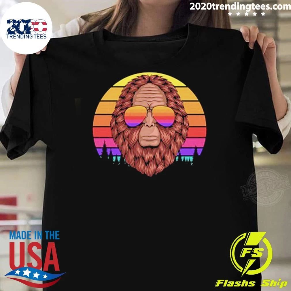 Bigfoot Head Eyeglasses Sunset Retro Shirt