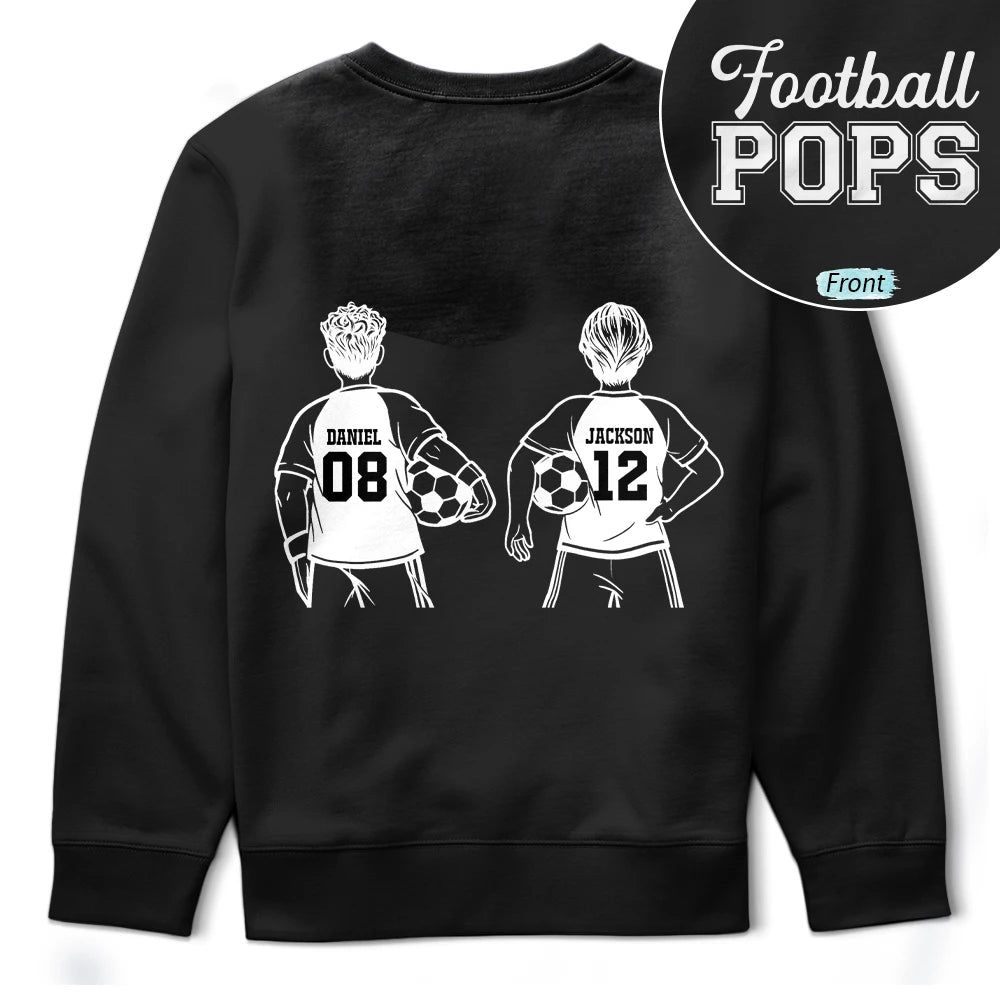 Soccer Football Dad Papa Kids Backside Line Art - Personalized T Shirt