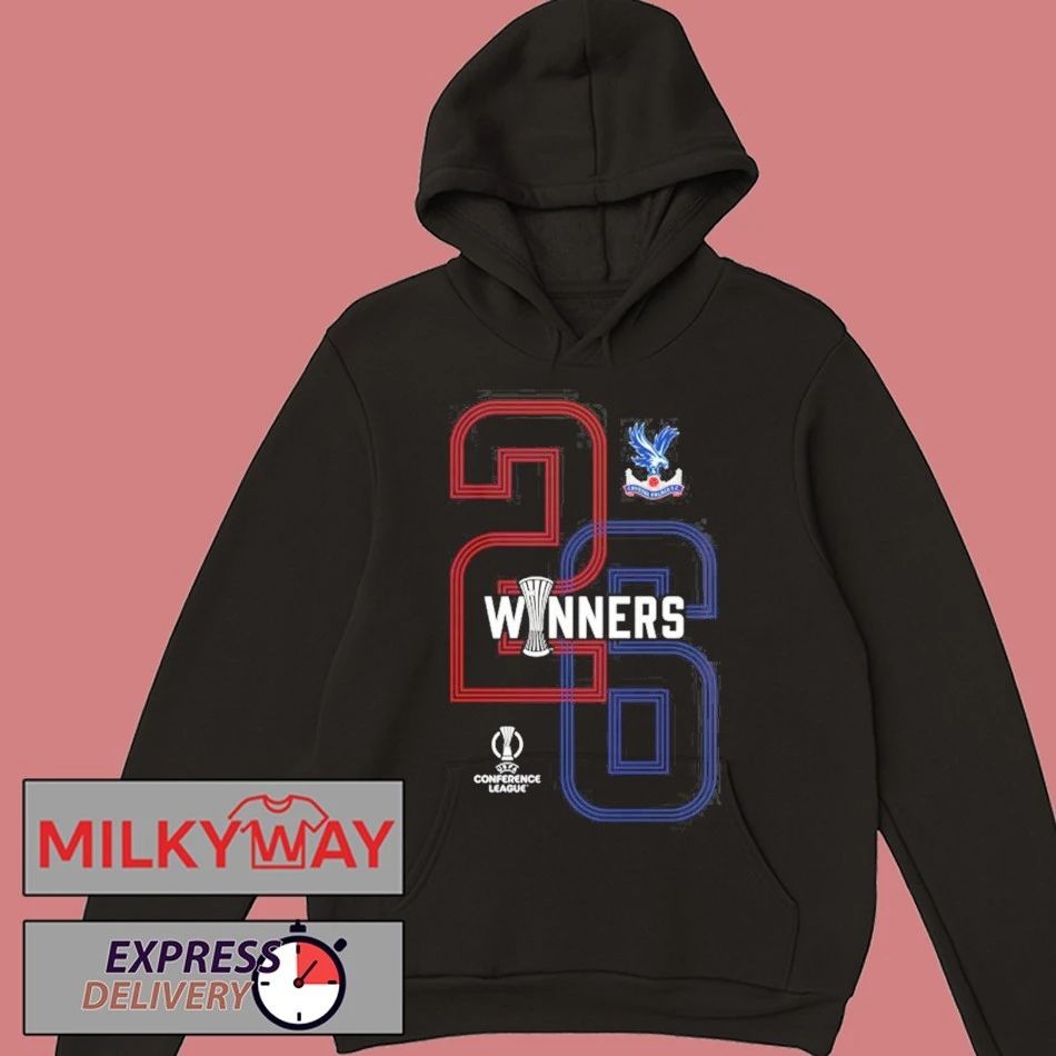 Crystal Palace 2026 UEFA Conference League Winners 26 Two Sided Black T-Shirt
