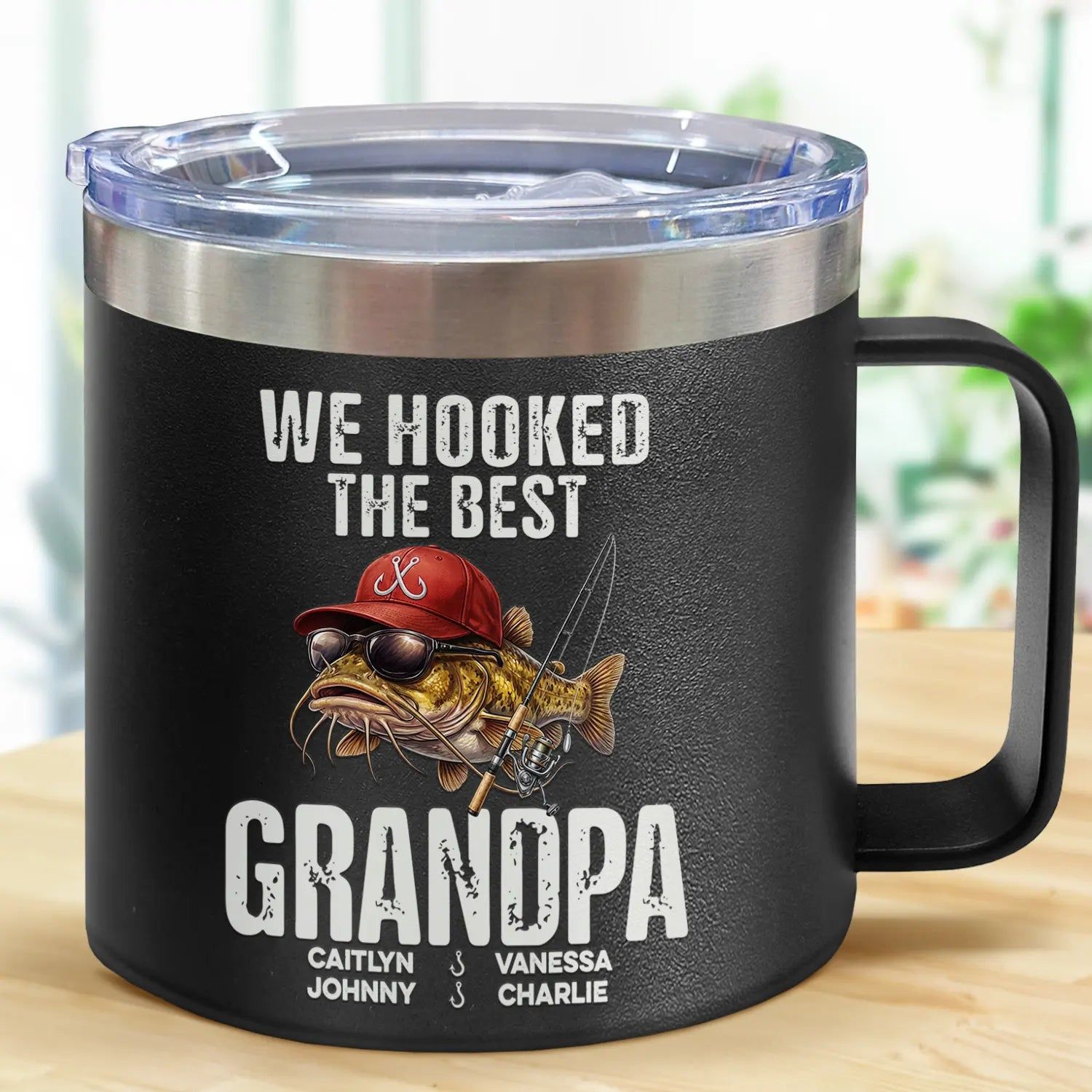 We Hooked The Best Dad Grandpa - Personalized 14oz Stainless Steel Tumbler With Handle