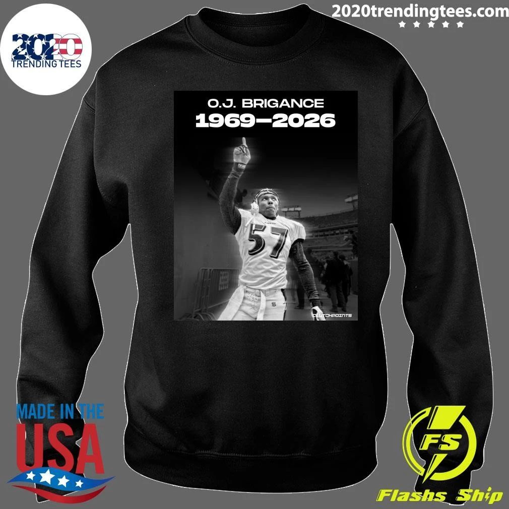 The Ravens announced the passing of former linebacker O.J. Brigance 1969-2026, He was 56 Shirt