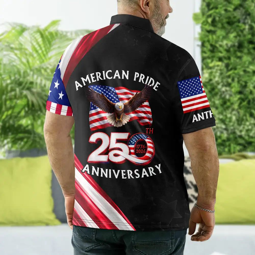 America 250th Anniversary US Pride Patriotic Eagle - Personalized Polo Shirt