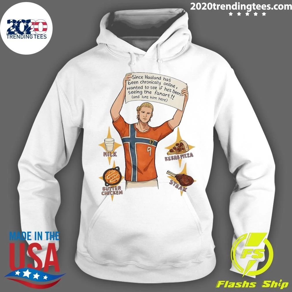 Erling Haaland Chronically Online Fanart Meme Norway #9 Favorite Foods Tee Shirt