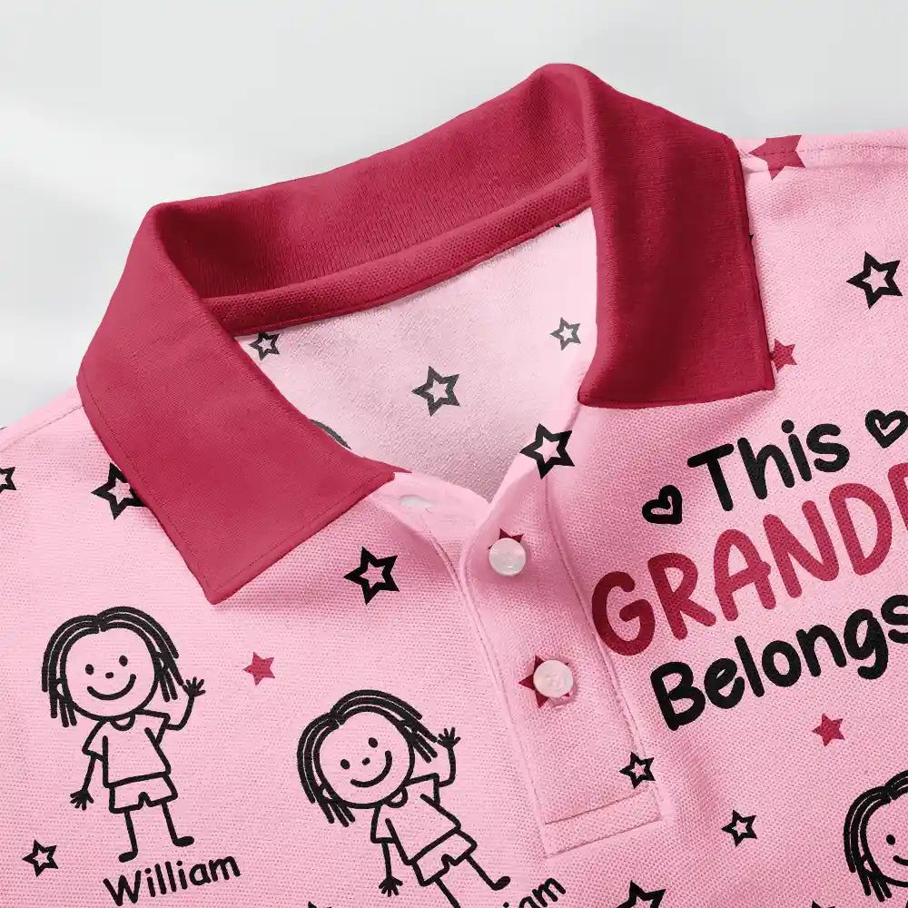 This Grandpa Dad Belongs To Kids Pet Stick Figures - Personalized Polo Shirt