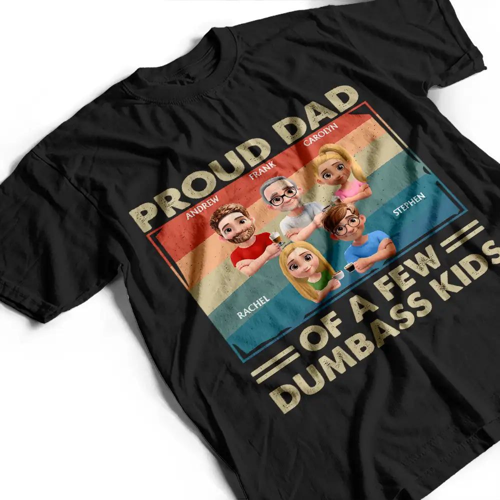 America Proud Dad Retro Brush Stroke - Personalized T Shirt