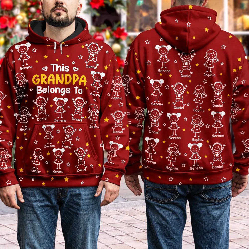 This Grandpa Grandma Belongs To Kids Pet - Personalized Pullover Hoodie