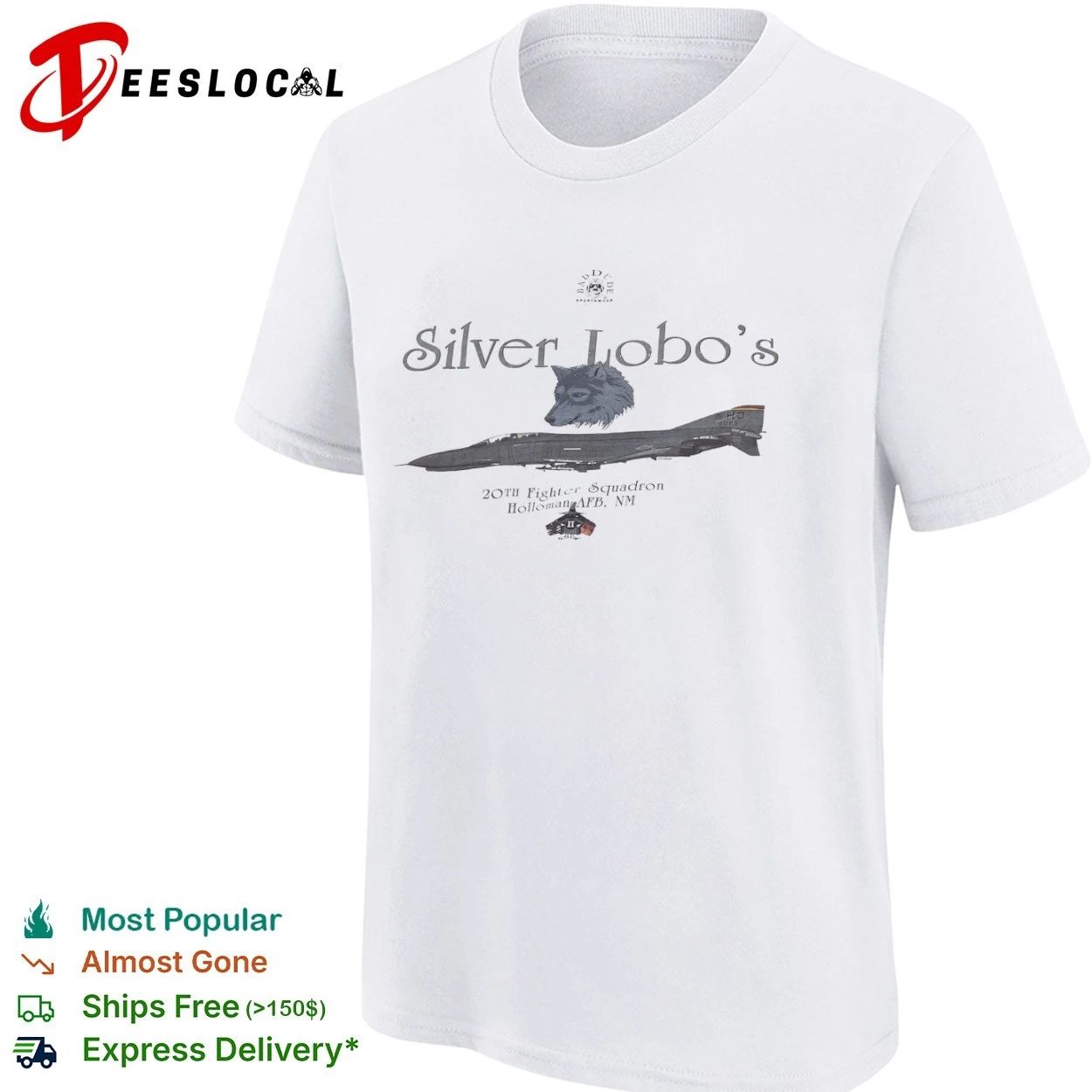Baddude Sportswear Silver Lobo’s 20th Fighter Squadron Holloman AFB NM T-shirt
