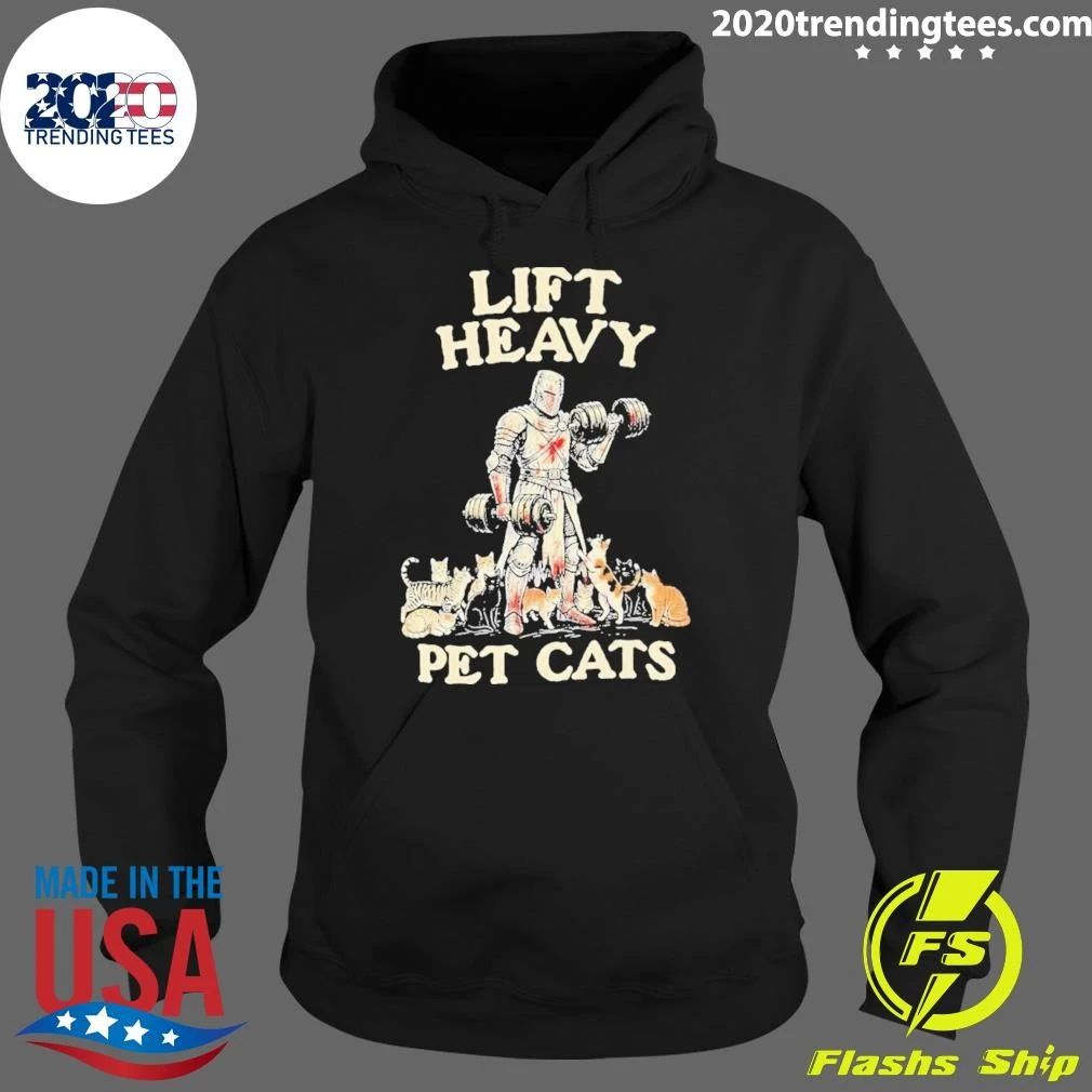 Lift Heavy Pet Cats Crusader Knight Gym Lifting Workout Cat Lover Shirt