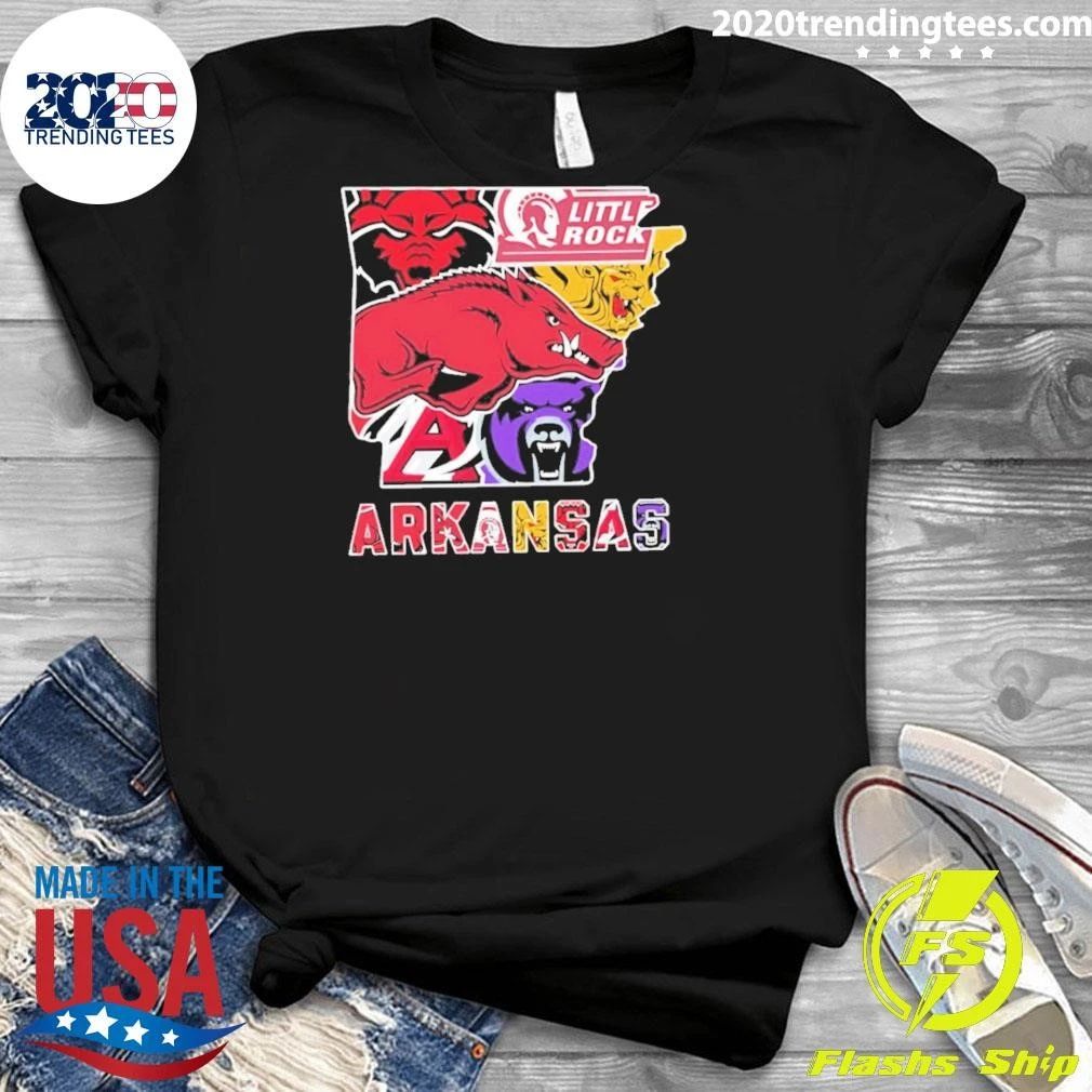 Arkansas Sports Teams Collage Logo Map 2026 Shirt
