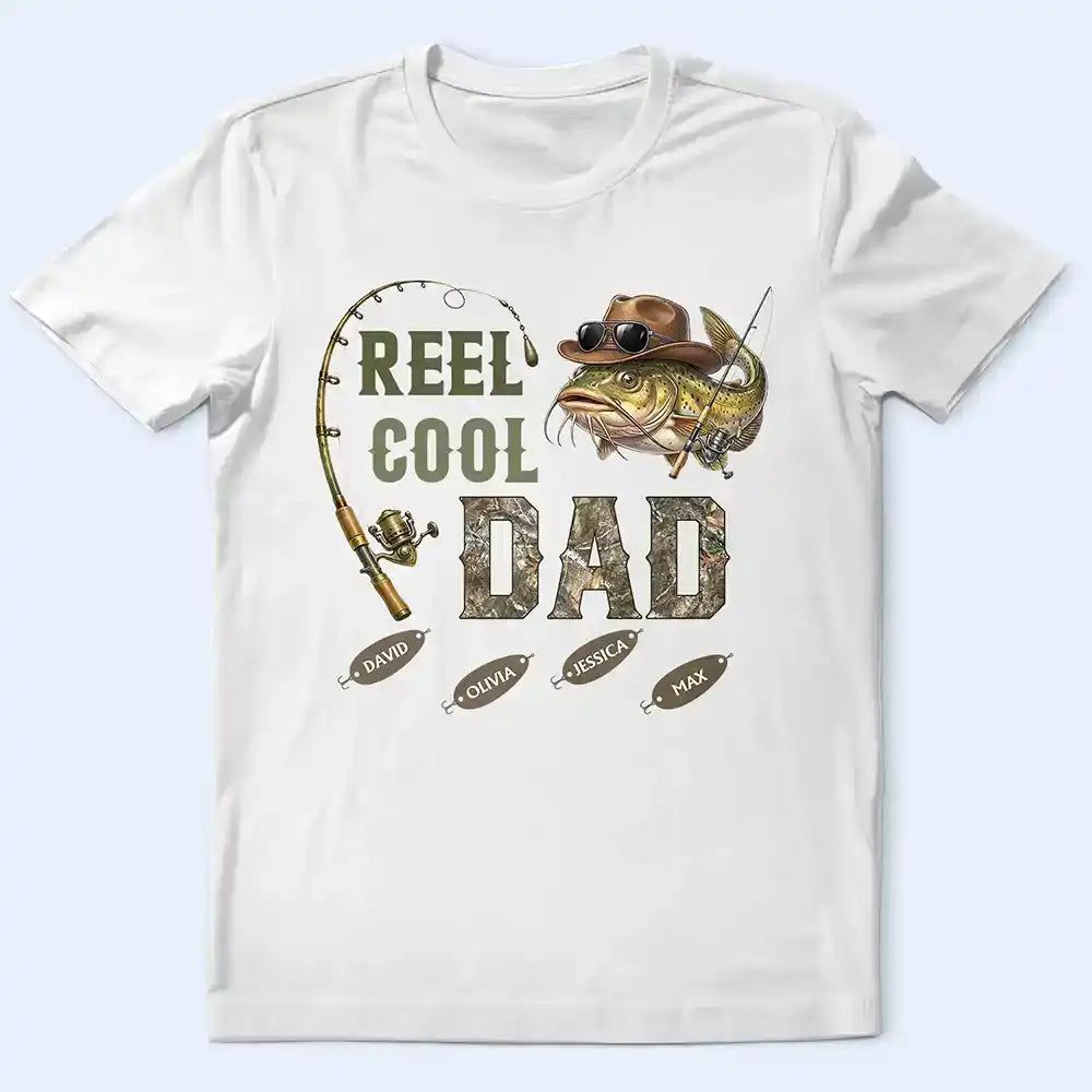 3D Effect Fisherman Reel Cool Dad Papa - Personalized T Shirt