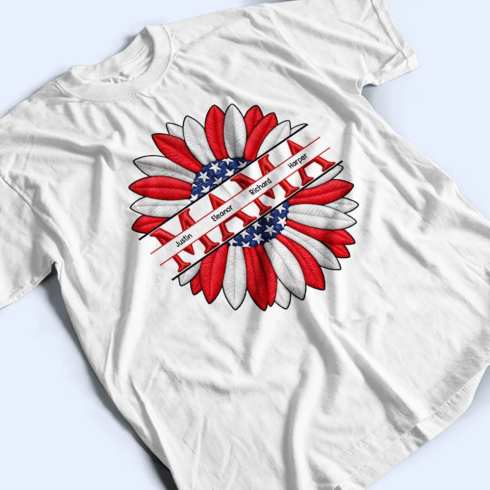 Grandma Mommy We Love You Embroidery Effect Prints - Personalized T Shirt