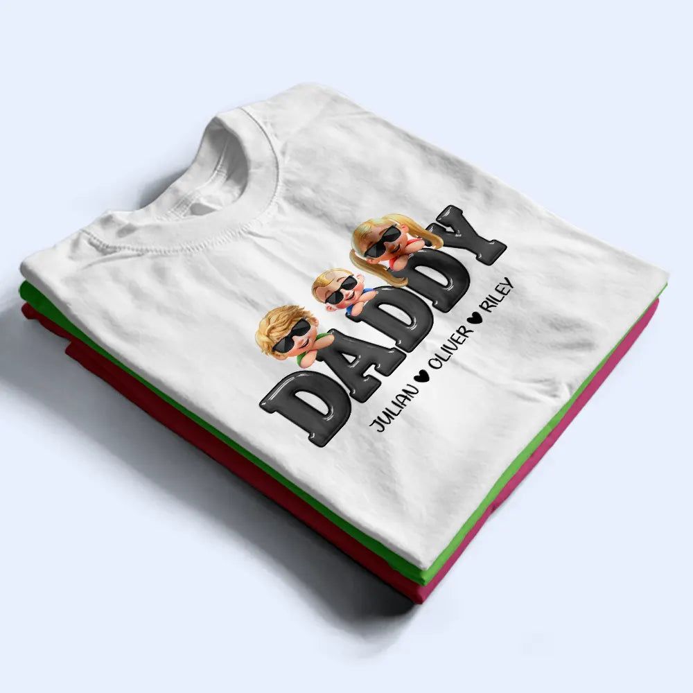 Retro Papa Grandpa Dad Daddy Printed 3D Effect - Personalized T Shirt