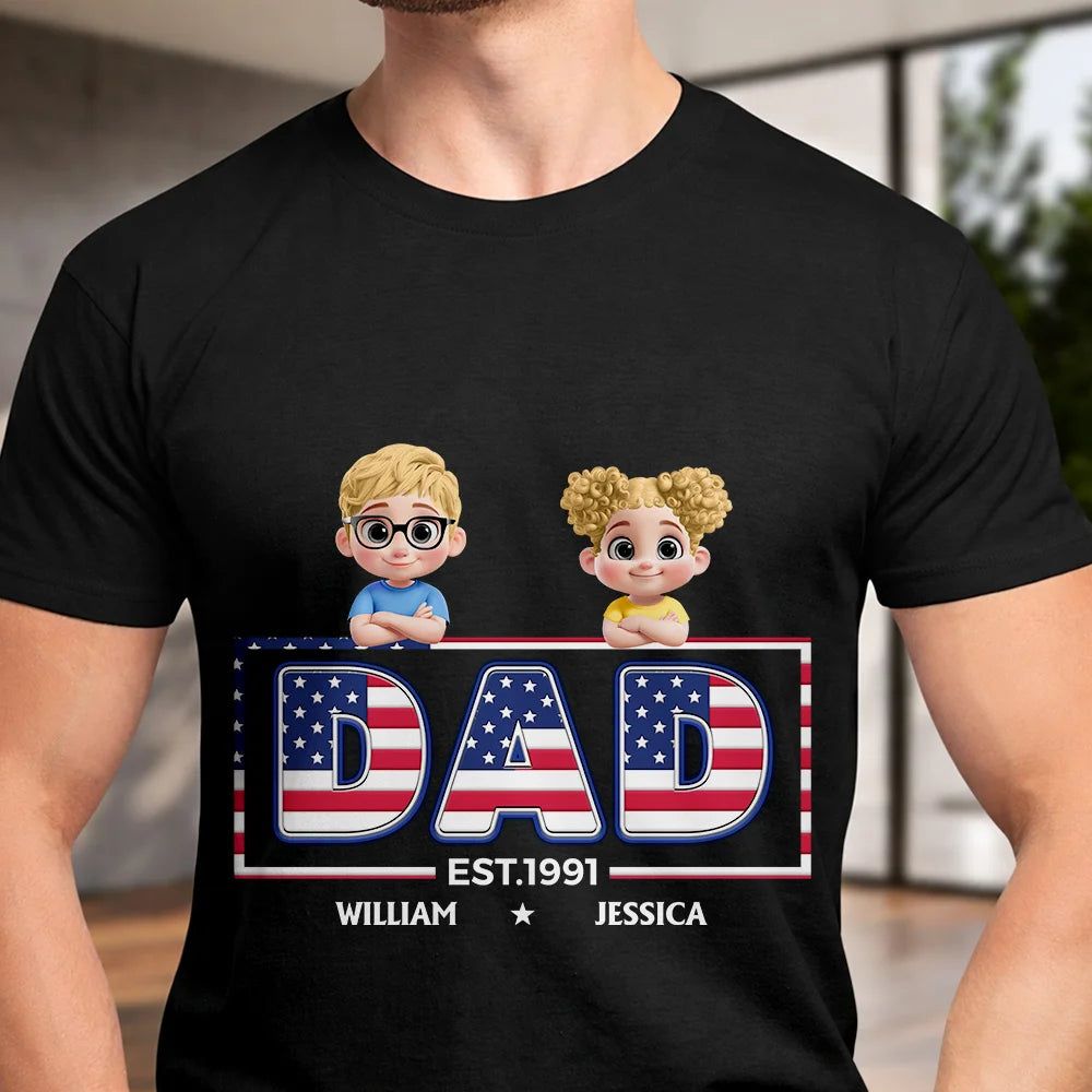 Retro Style America Dad Grandpa 3D Effect - Personalized T Shirt