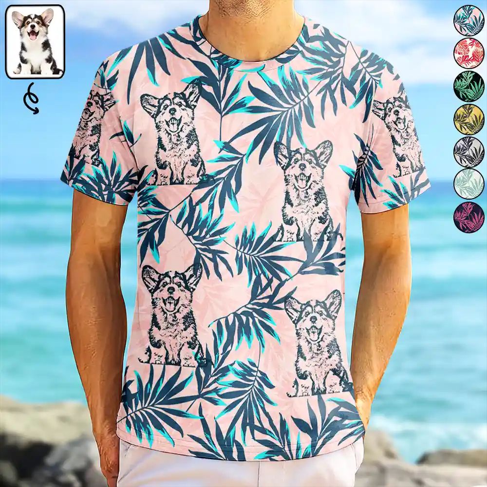 Custom Photo Pencil Drawing Palm Leaf Vacation Vibe - Personalized Full Print T Shirt