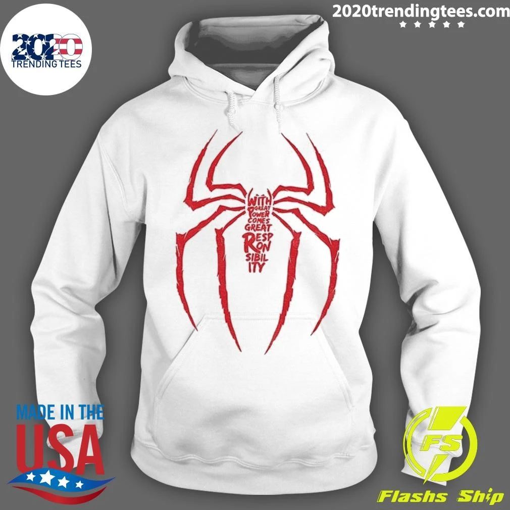 Spiderman Great Responsibility Superhero Quote Shirt