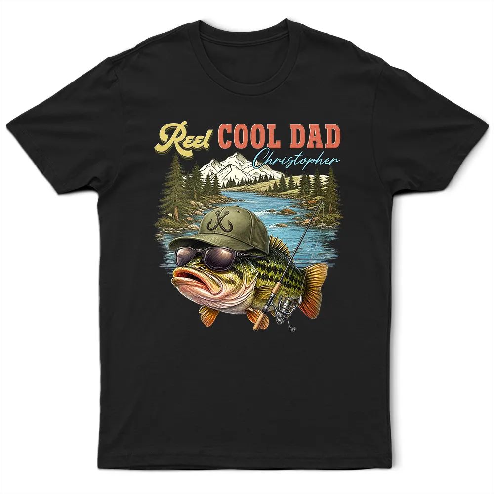 Reel Cool Dad Gradpa - Personalized T Shirt