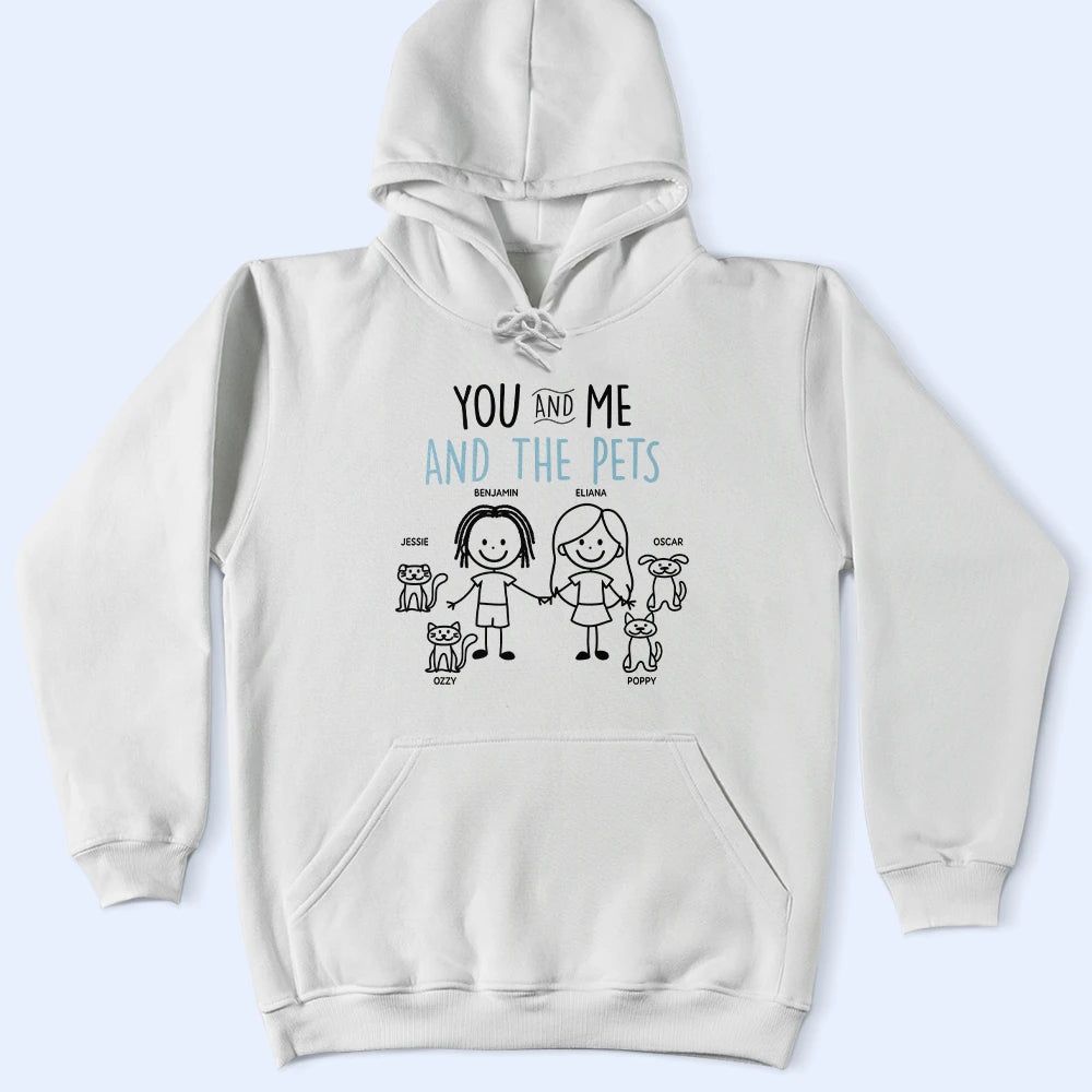 Stick Figures You Me And The Dog Cat - Personalized T Shirt