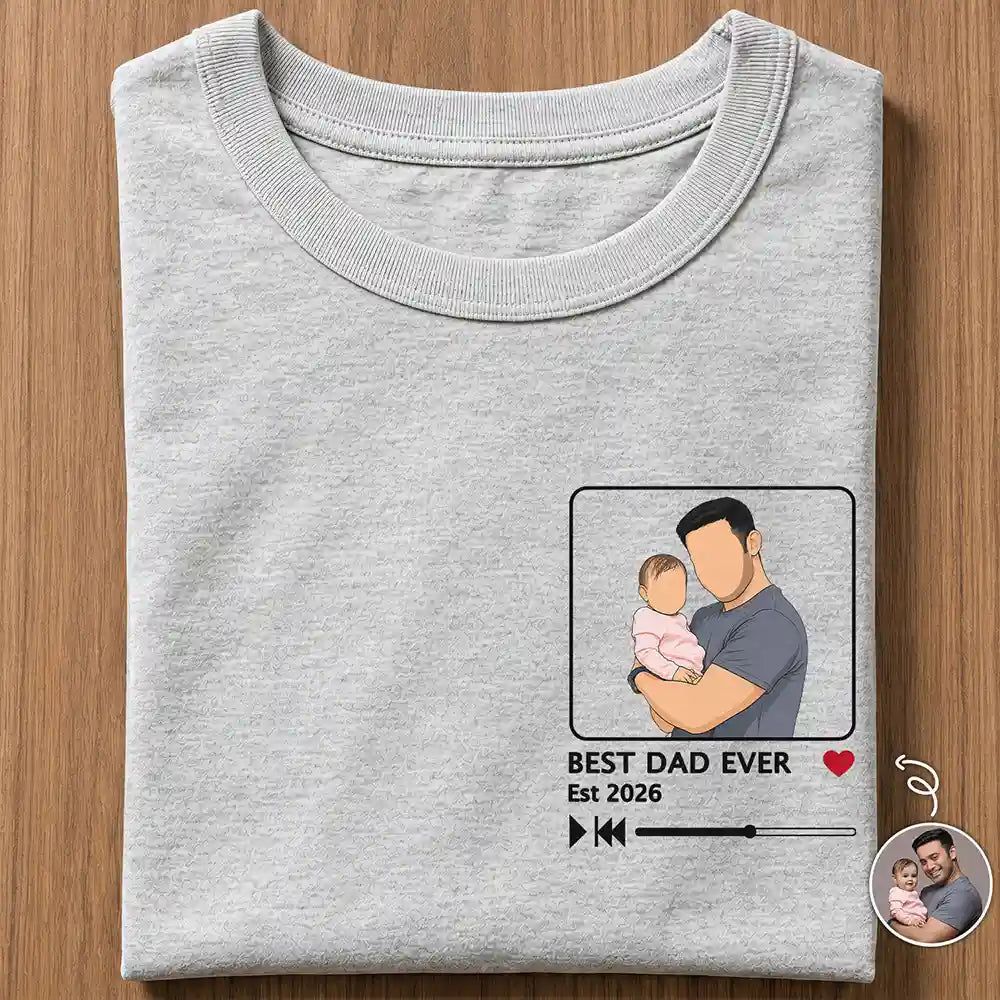 Custom Photo Faceless Portrait Best Dad Ever Est - Personalized T Shirt