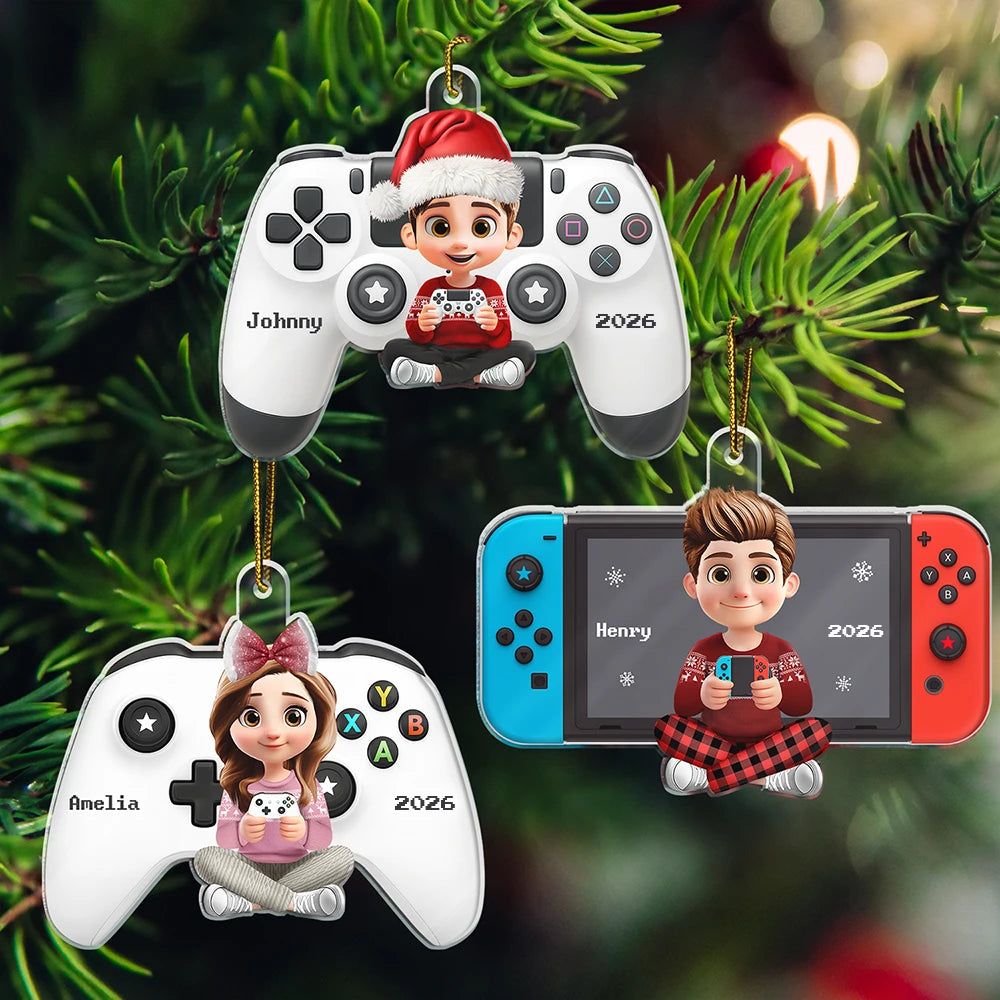 3D Effect Kids Teens Gamer - Personalized Custom Shaped Acrylic Ornament