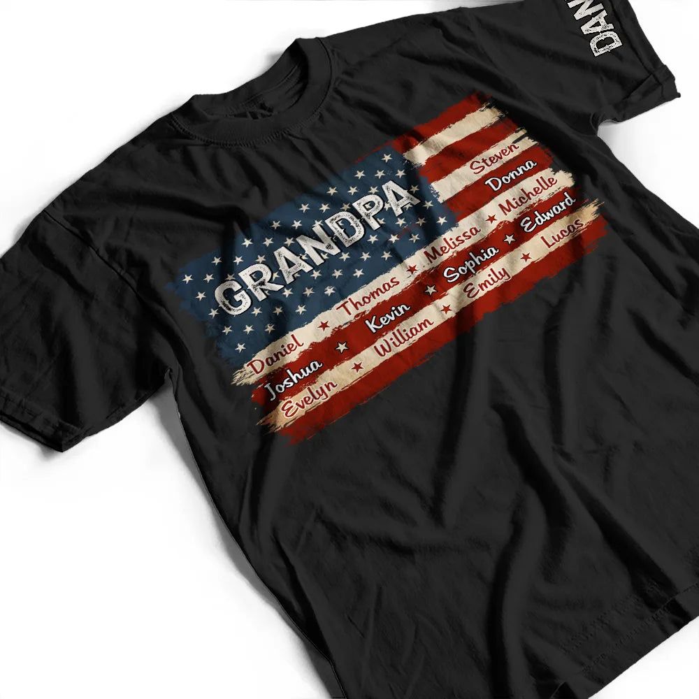 Stars & Stripes US Flag American Dad Grandpa - Personalized T Shirt