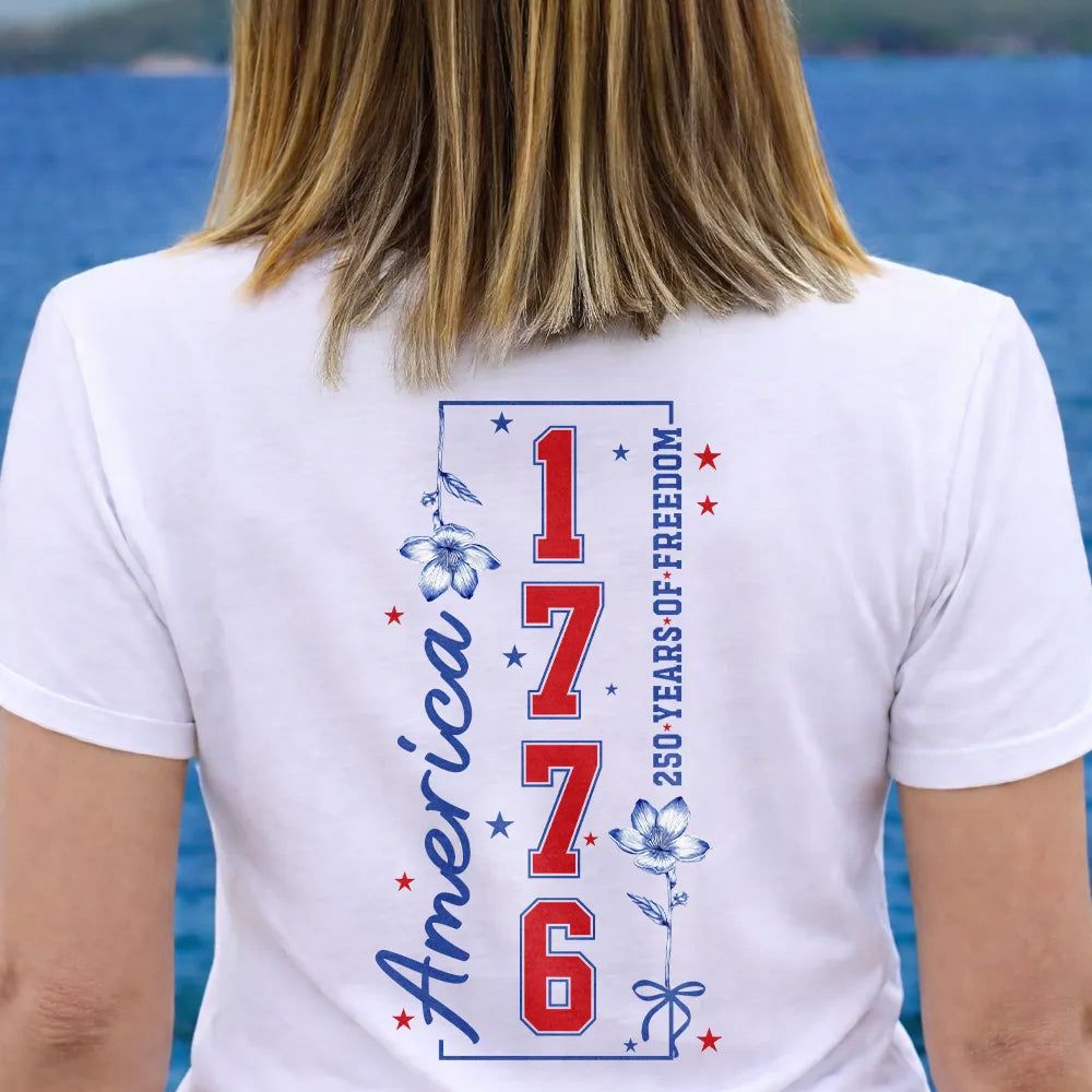America 250 Years Of Freedom Birth Flower - Personalized T Shirt