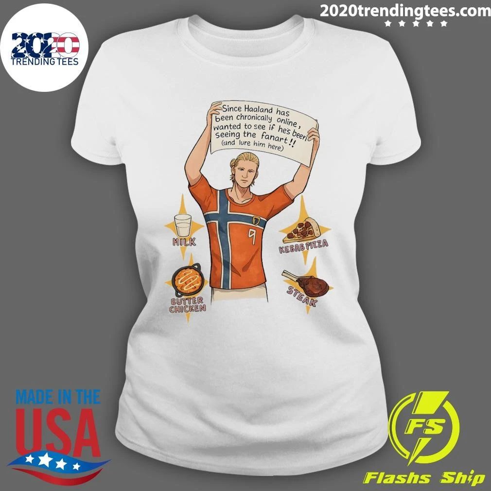 Erling Haaland Chronically Online Fanart Meme Norway #9 Favorite Foods Tee Shirt
