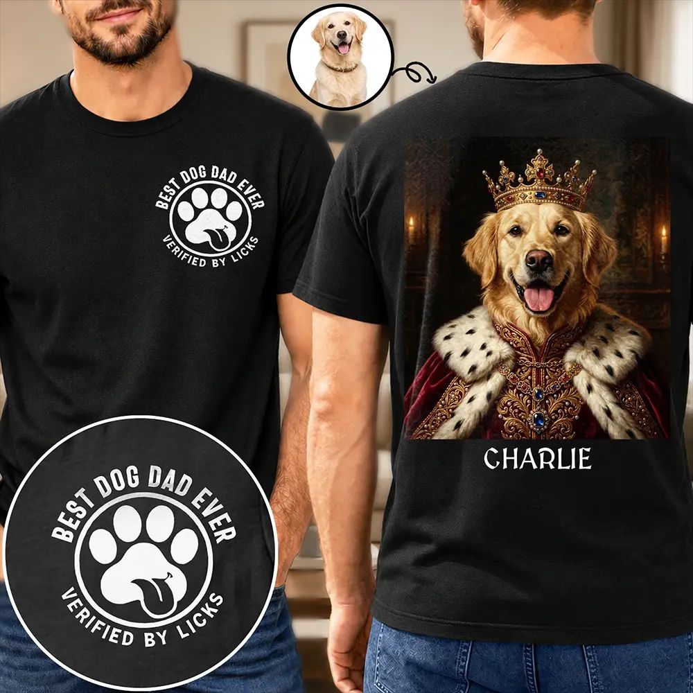 Custom Photo Renaissance Royal Portrait Pet Lover Dog Cat Mom Dad Verified - Personalized T Shirt