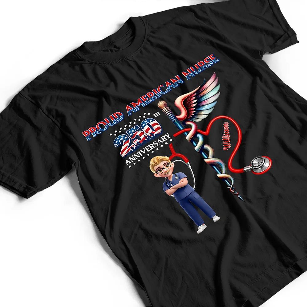 Stars And Stripes Proud American Nurse - Personalized T Shirt