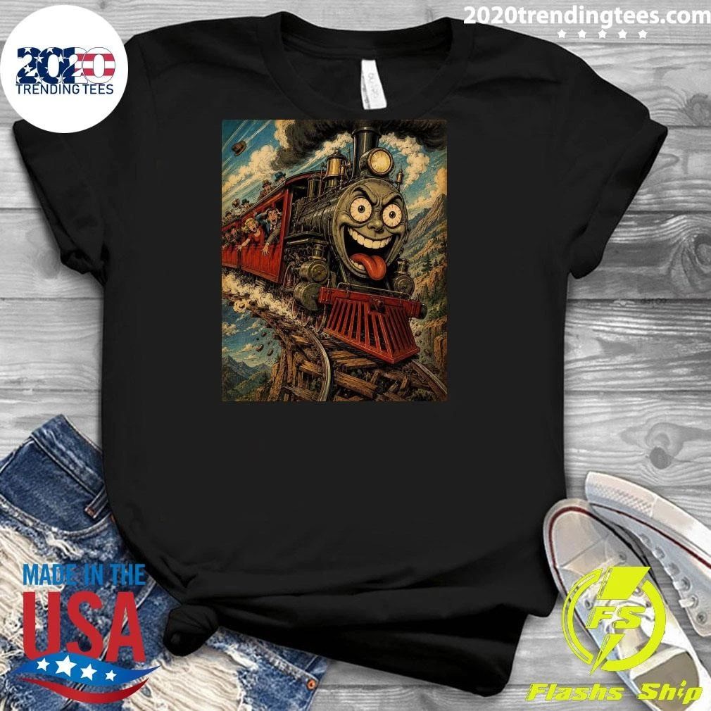 Crazy Steam Locomotive Cartoon Train Mountain Adventure Vintage Retro Shirt