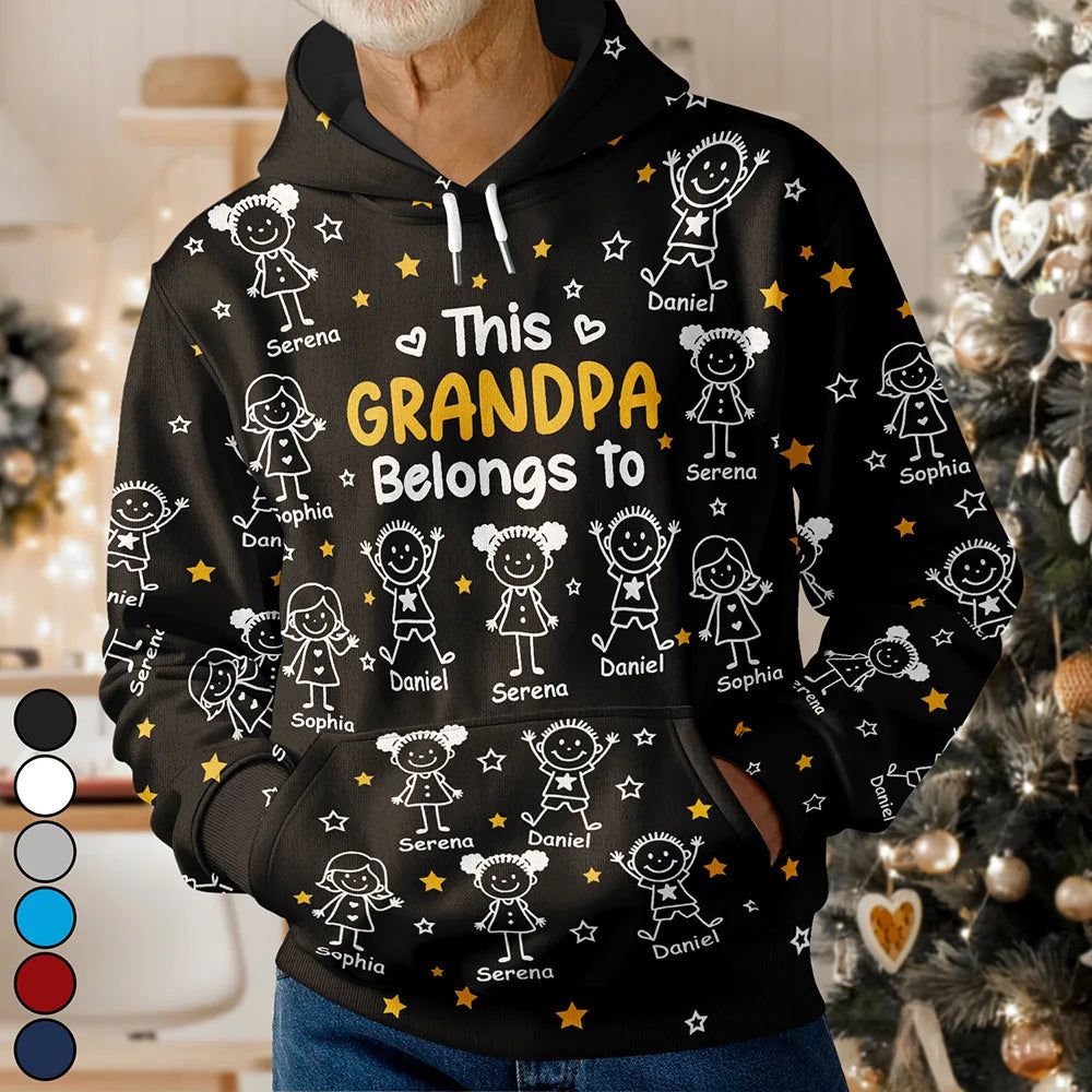 This Grandpa Grandma Belongs To Kids Pet - Personalized Pullover Hoodie