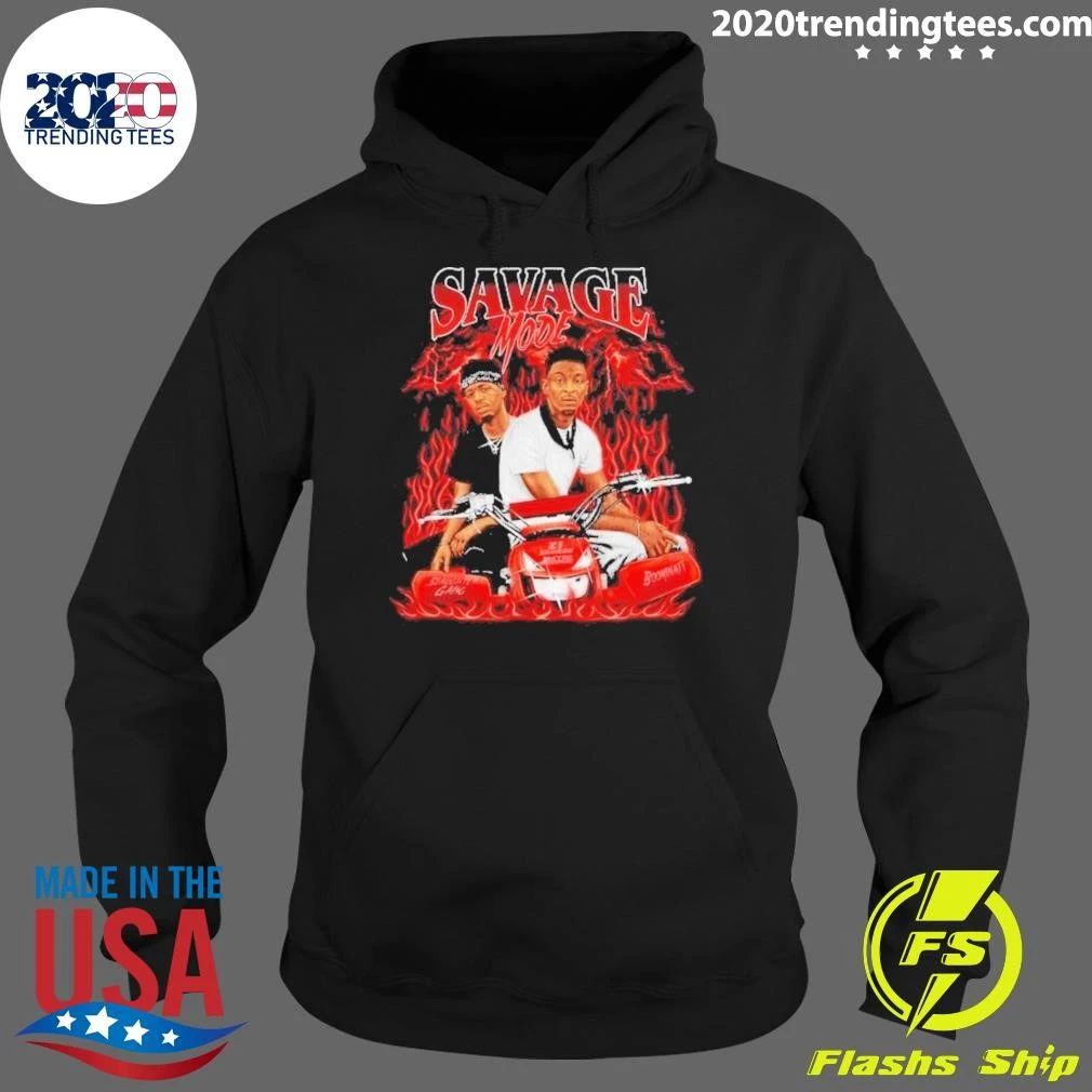 21 Savage và Metro Boomin Savage Mode II Slaughter Gang Boominati Fire Dirt Bike Rap Shirt